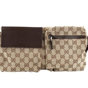 Gucci Vintage Double Belt Bag GG Canvas